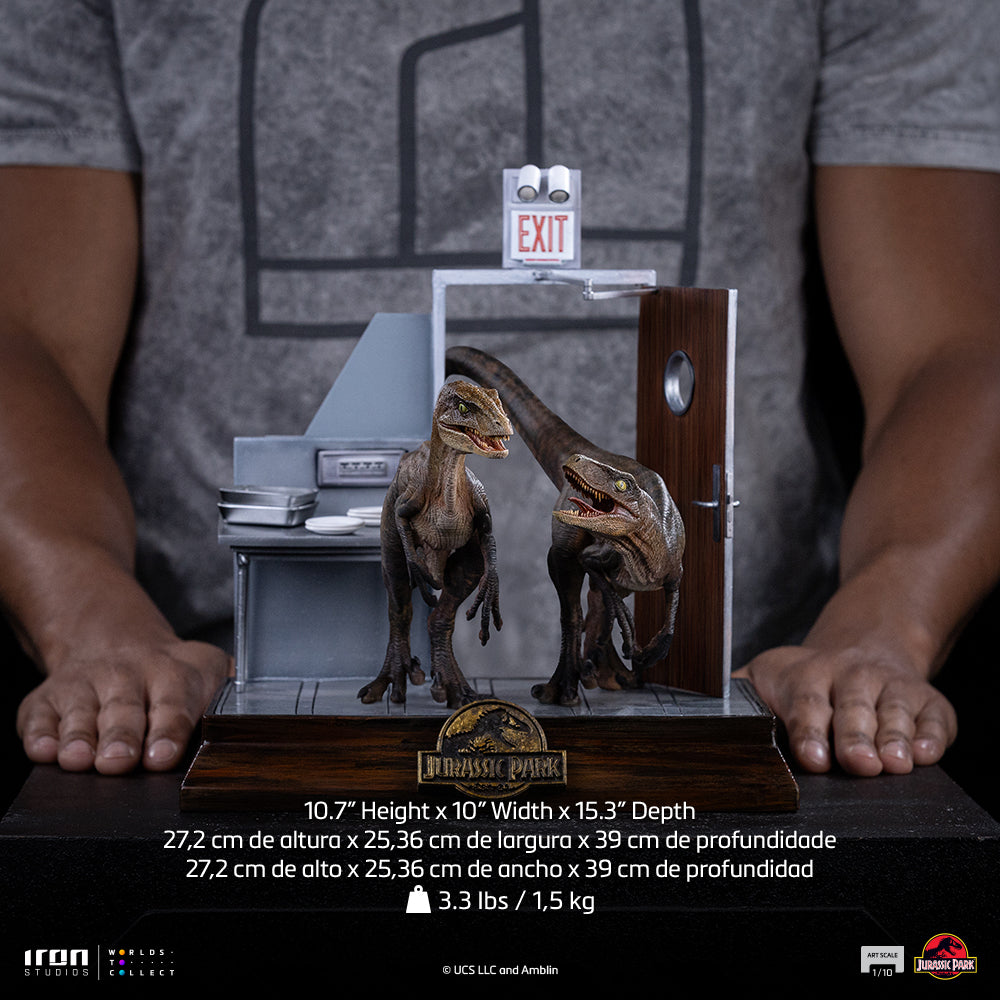 Pre-Order - Statue Raptors at the Kitchen's Door - Jurassic Park - Art Scale 1/10 - Iron Studios